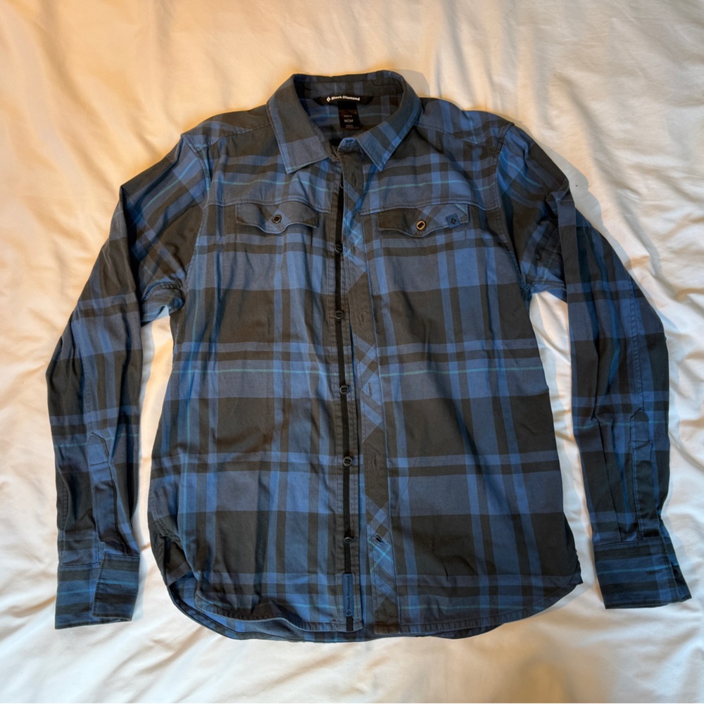 Black Diamond Blue Plaid Flannel Medium